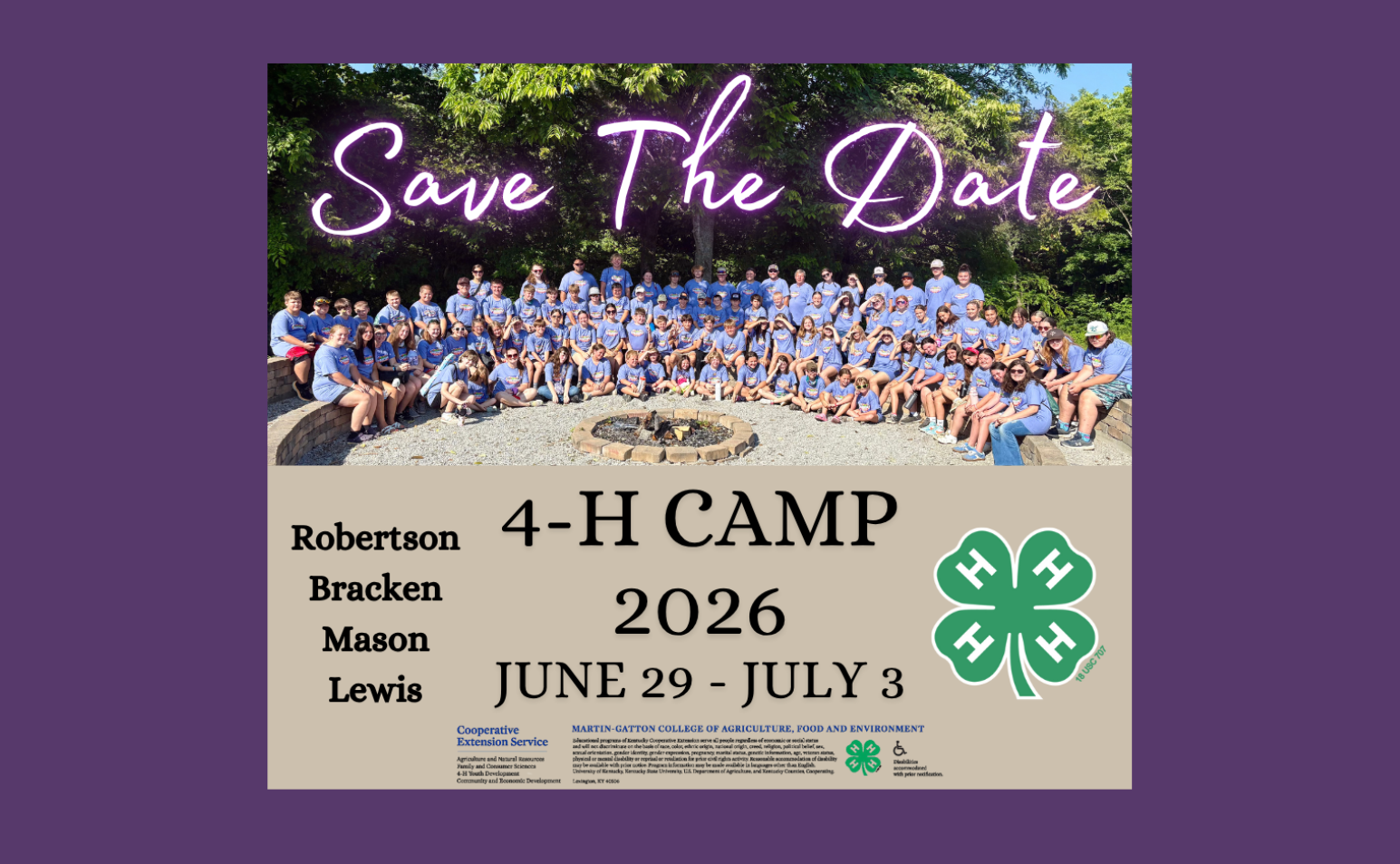 4-H Camp Save the Date